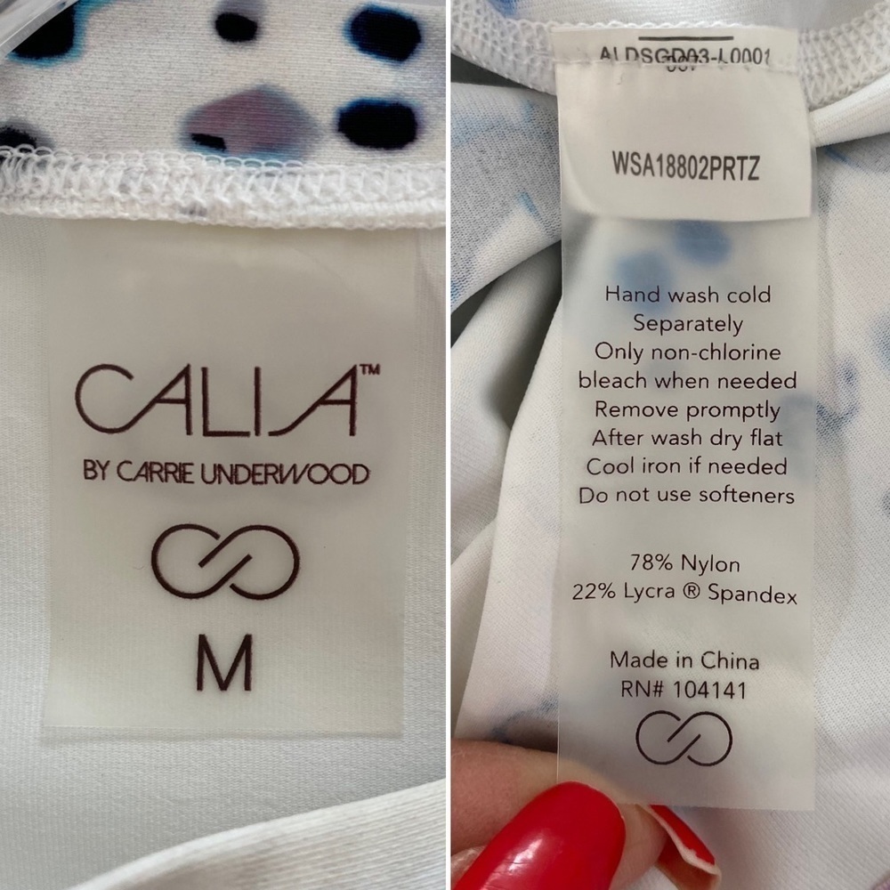 Calia Carrie Underwood White Long Sleeve Rash Guard Swimsuit top Size M - Picture 11 of 11